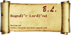Bognár Loránd névjegykártya